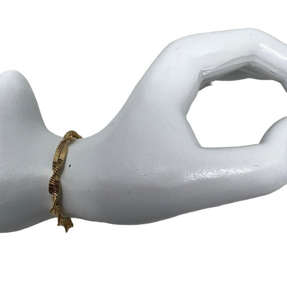 Twisted Chain Bracelet Gold Tone Lobster Clasp Diamond‎ Cut - Picture 1 of 7